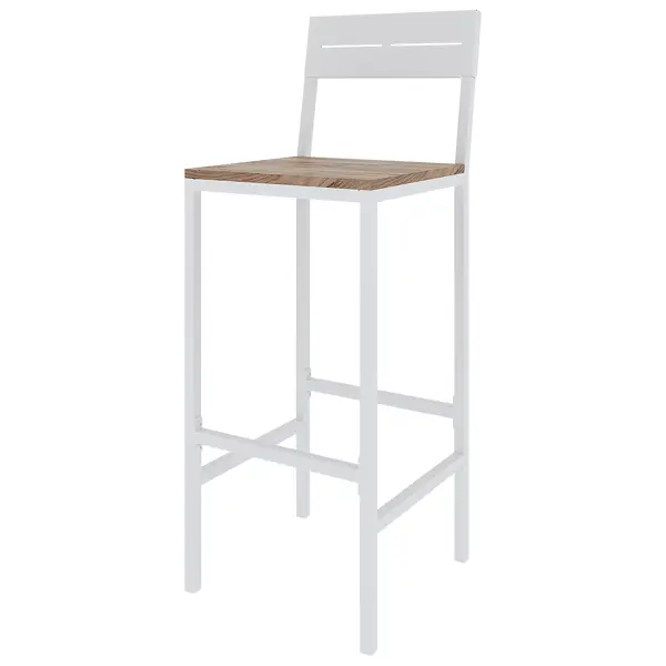 Стул барный Ferro 37x102x42 см ножки металл/белый сиденье дерево цвет коричневый