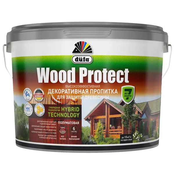 Пропитка для дерева Dufa Wood Protect полуматовая орех 9 л