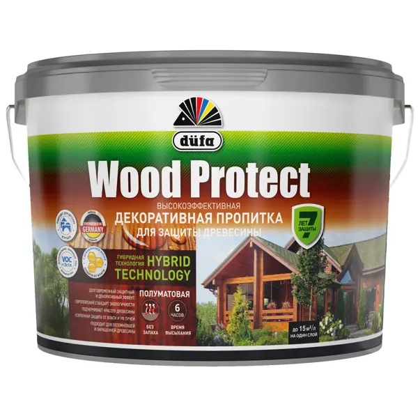 Пропитка для дерева Dufa Wood Protect полуматовая палисандр 9 л