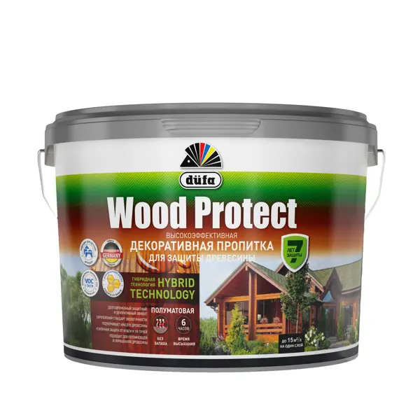 Пропитка для древесины Dufa Wood Protect полуматовая махагон 9 л