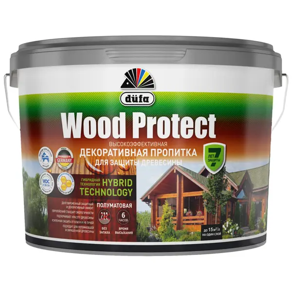 Пропитка для дерева Dufa Wood Protect полуматовая бесцветная 9 л