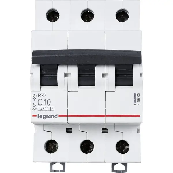 Автоматический выключатель Legrand RX3 3P C10 А 4.5 кА