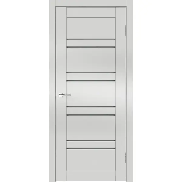 Дверь межкомнатная остекленная с замком и петлями в комплекте Линеа 8 90x200 см HardFlex цвет платина светлая