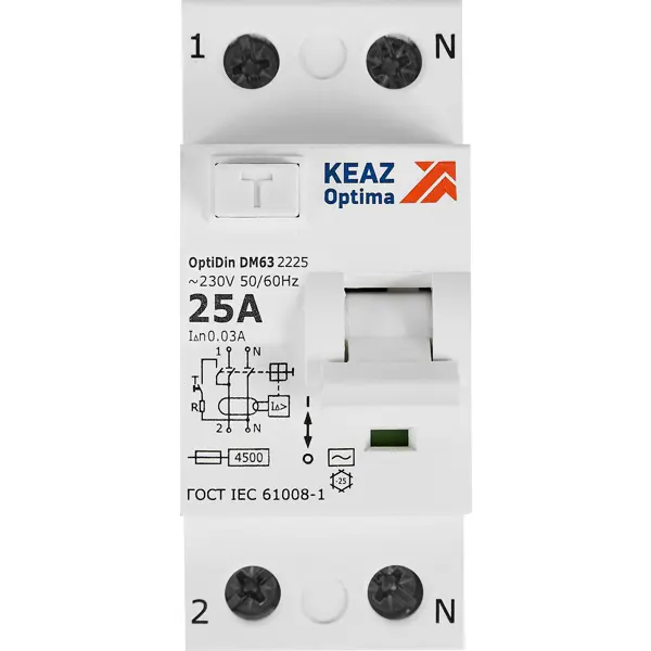 УЗО КЭАЗ 2P 25 А 30 мА 4.5 кА АС