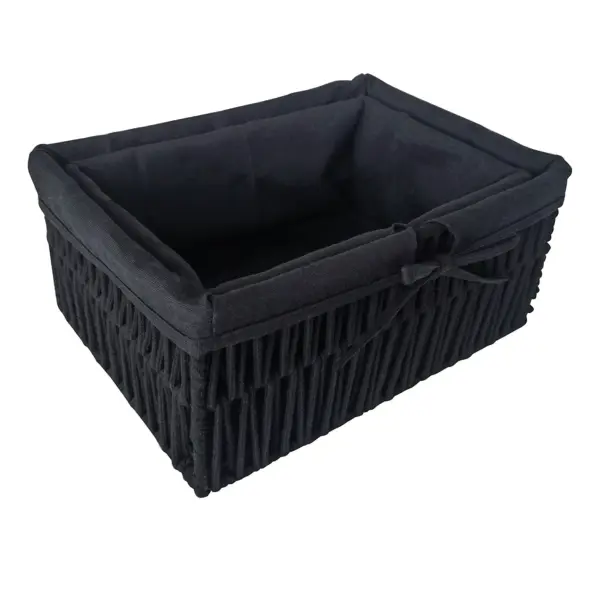 Корзина для хранения 34x15x24 см хлопок цвет черный 2 шт