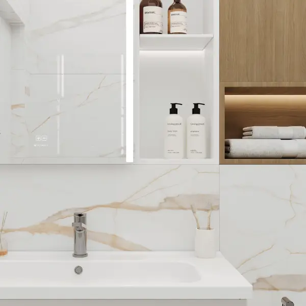 Глазурованный керамогранит Ceradim Calacatta Goddes 120x60 см 1.44 м² полированный цвет золотой