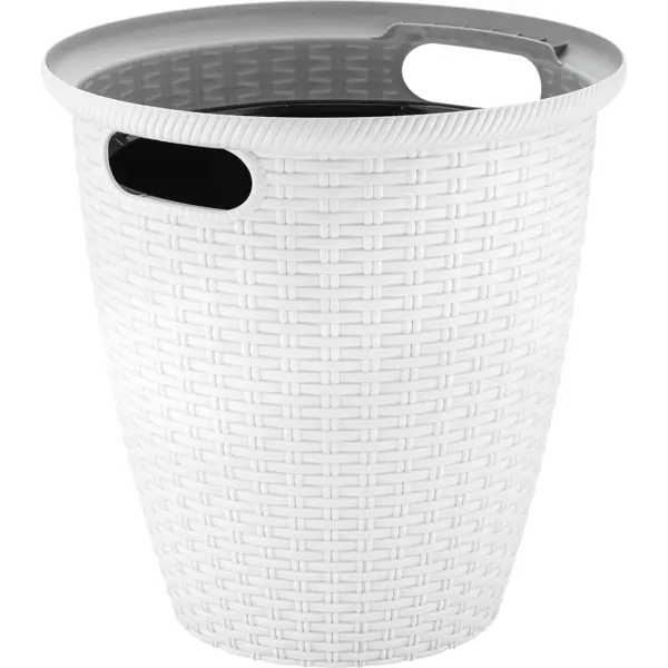 Кашпо для цветов Ingreen Rattan ø38 см h25.3 см v30/16 л пластик белоснежный жасмин