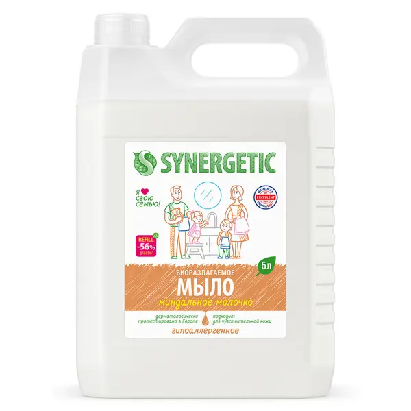 Мыло жидкое для рук Synergetic миндальное молочко 5л