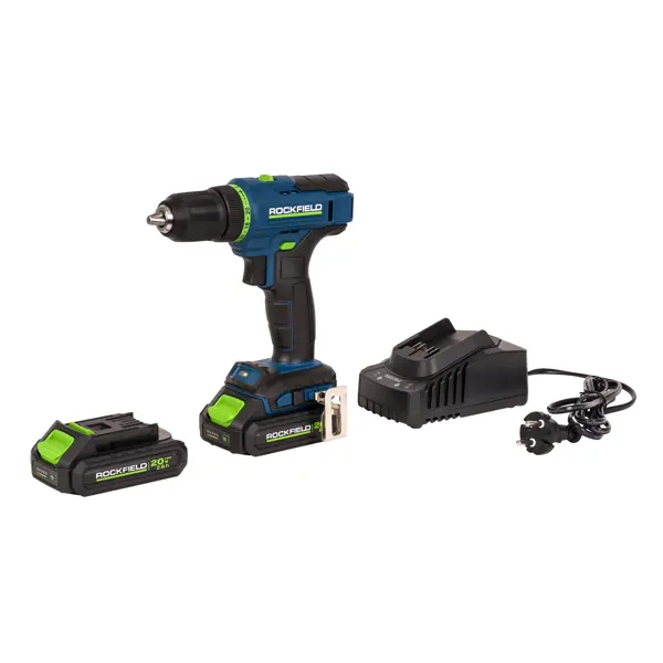 Дрель-шуруповерт аккумуляторная Rockfield RF2002K, 20 В Li-ion 2x2 Ач