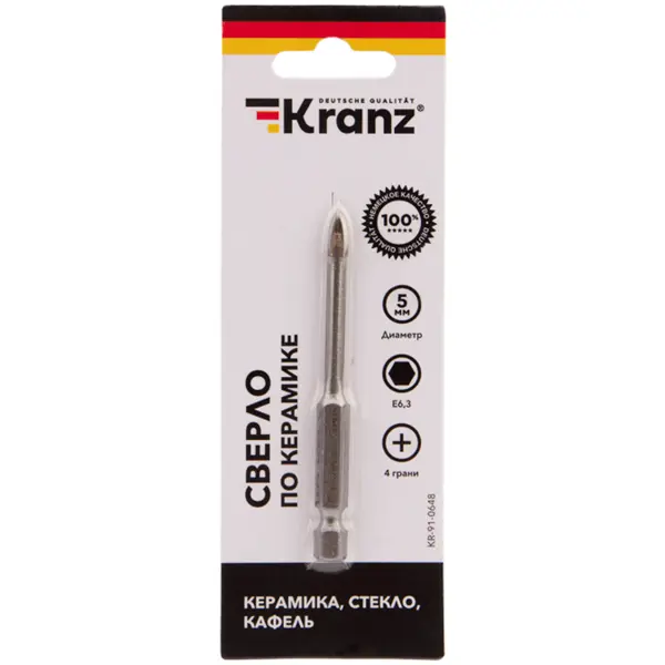 Сверло по стеклу и керамике Kranz 5 мм