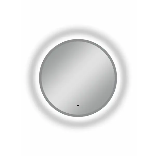Зеркало для ванной Lens 65 см круглое с подсветкой и датчиком серый кант