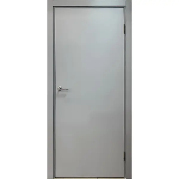 Блок дверной Капель глухой ПВХ Серый 90x200 см (с замком и петлями)