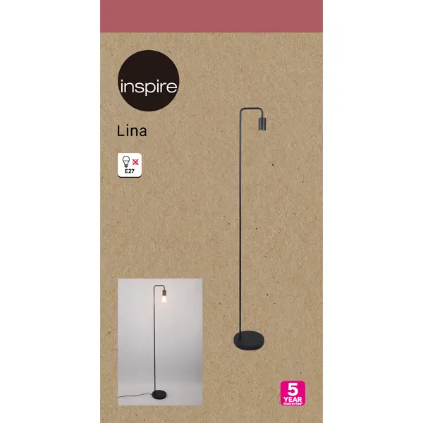 Торшер Inspire «Lina» E27XMAX40W цвет черный