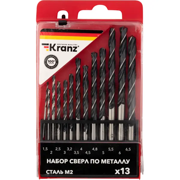 Набор сверл по металлу Kranz KR-91-0631, 13 шт.