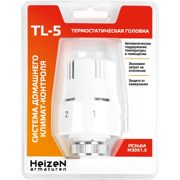 Термостатическая головка жидкостная Heizen TL-5 M30x1.5 белая