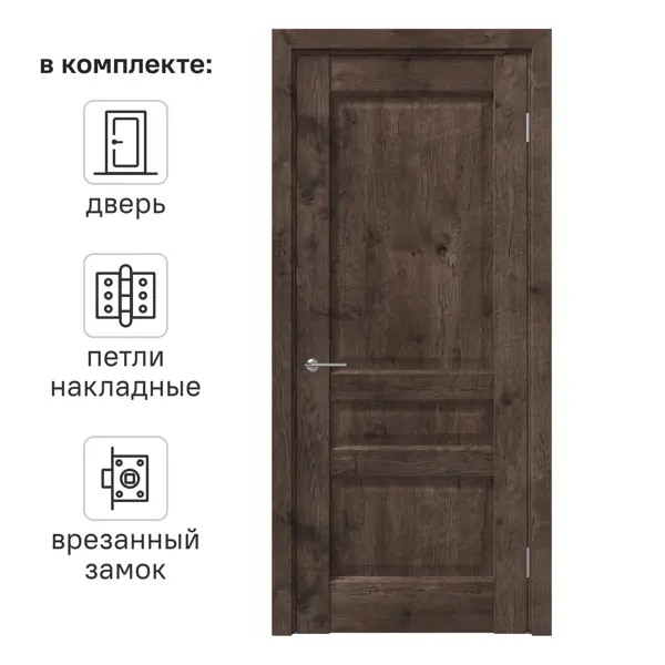 Дверь межкомнатная глухая Artens Магнолия 90x200 см ПВХ цвет акация с замком и петлями