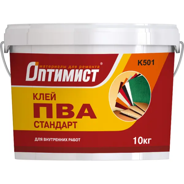 Клей ПВА Оптимист K501 для внутренних работ 10 кг