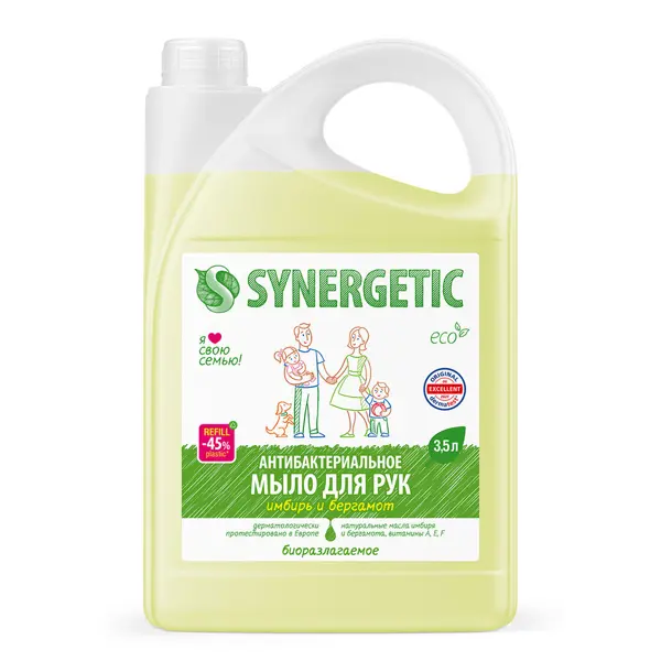 Мыло жидкое для рук Synergetic имбирь и бергамот 3.5л