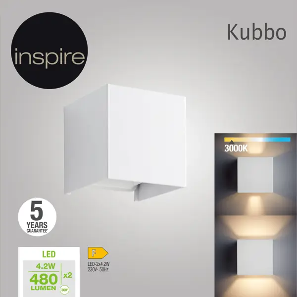 Настенный светильник светодиодный Inspire Kubbo теплый белый свет цвет белый