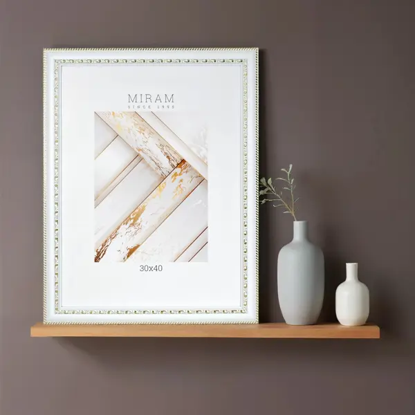 Рамка без паспарту Мирам 30x40x1.3 см пластик цвет белый