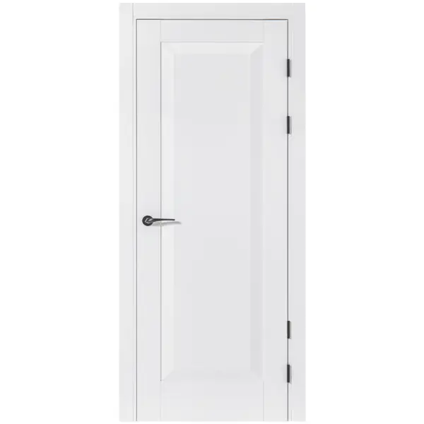 Дверь межкомнатная глухая Альпика 80x230 см ПЭТ цвет белый с замком и петлями