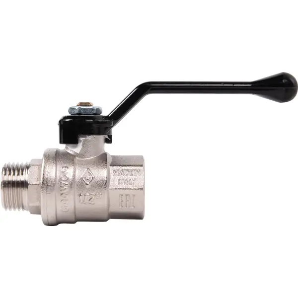 Кран шаровой прямой Bugatti Oregon 03050214 DN15 PN64 1/2" ВР/НР ручка рычаг латунь