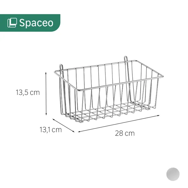 Корзина навесная для стеллажа Spaceo 28x13.1x13.5 см цвет хром
