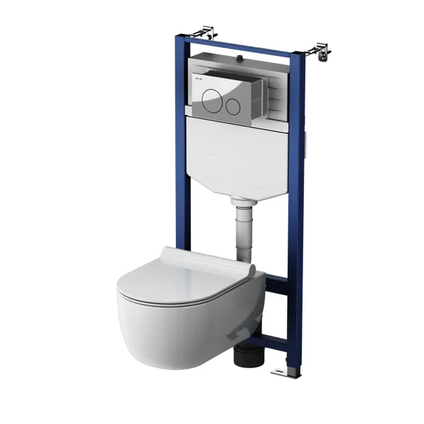 Комплект инсталляция с унитазом AM.PM Pulse Flashclean IS3LM0151.9P1702 безободковый с микролифтом клавиша цвет хром