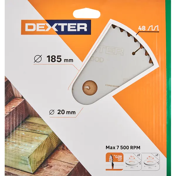 Диск циркулярный по дереву Dexter 185x20/16/12 мм 48 зубов