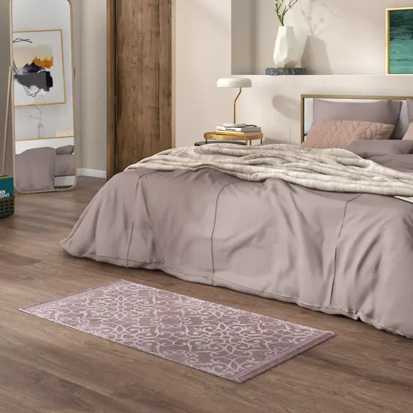 Коврик декоративный хлопок Inspire Lesia 60x120 см цвет розовый