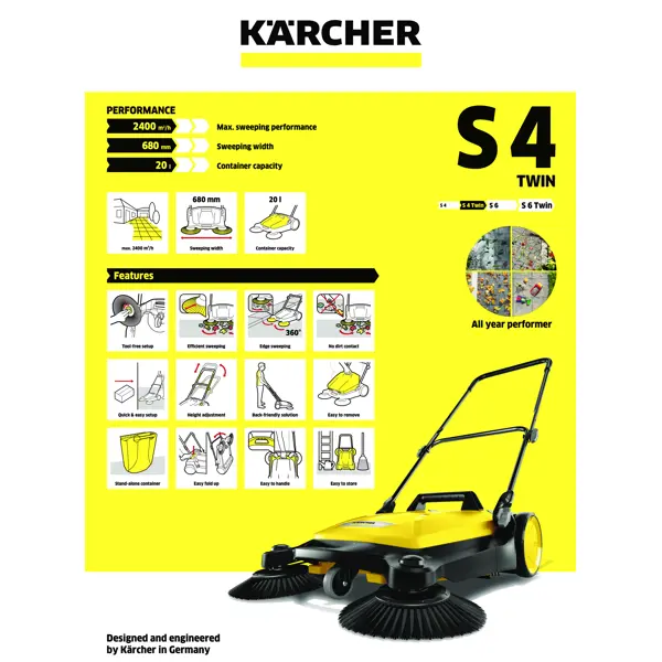 Подметальная машина механическая Karcher S 4 Twin