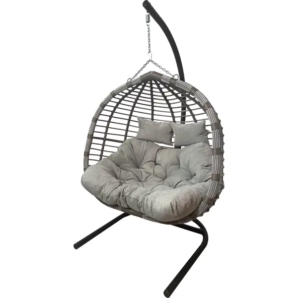 Кресло подвесное Siesta tubo перлато 133x126x205 см сталь/искусственный ротанг серый с опорой
