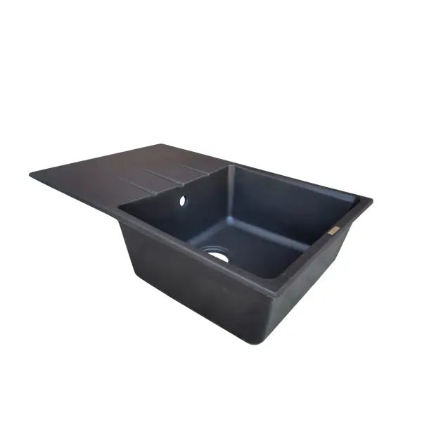 Мойка для кухни врезная с крылом Delinia LM1 78x50 см глубина чаши 20 см кварц цвет черный