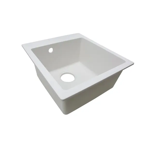 Мойка для кухни врезная Delinia 43x48 см глубина чаши 20 см кварц цвет белый жасмин
