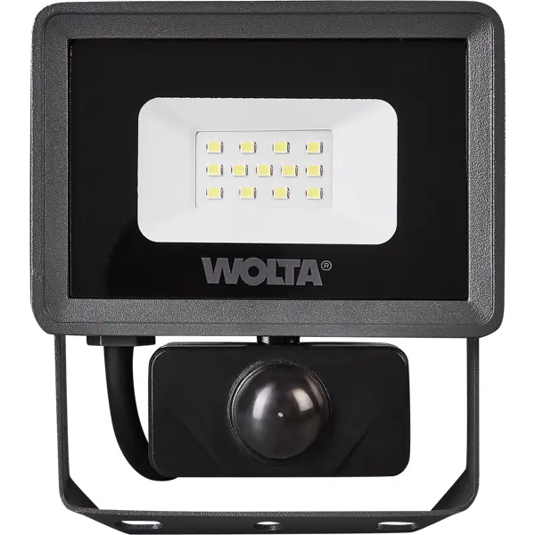 Прожектор светодиодный уличный Wolta WFL-10W/08S 10 Вт 5700 К IP65 нейтральный белый свет с датчиком движения