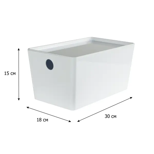 Контейнер 30x15x18 см 6.8 л ПЭТ с крышкой цвет белый