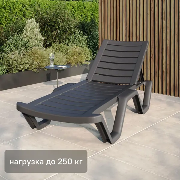 Шезлонг Атлант 184x62x33 см пластик цвет графит