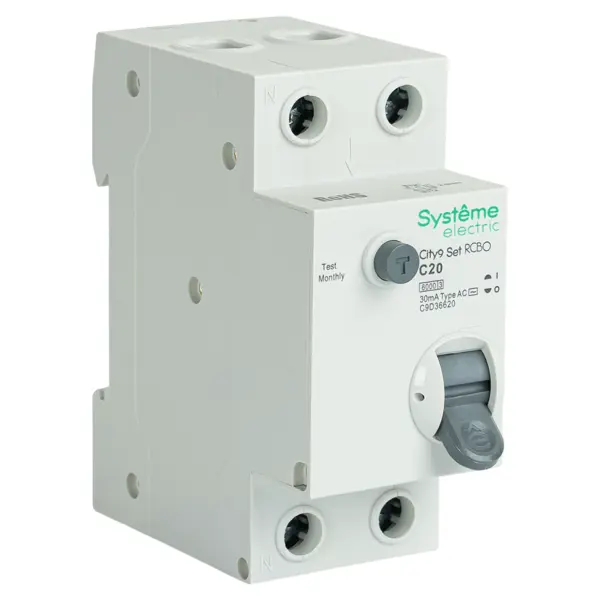 Дифференциальный автомат Systeme Electric City9 Set C9D36620 1P N С20 А 30мА 6кА AC