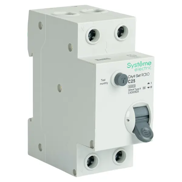 Дифференциальный автомат Systeme Electric City9 Set C9D65625 1P N С25 А 30мА 6кА A