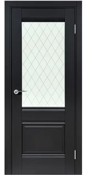 Дверь межкомнатная со стеклом Классико-43 60x200 см Hardflex черный с замком и петлями