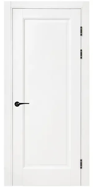 Дверь межкомнатная глухая Эгли 1 60x230 см ПЭТ цвет белый с замком и петлями