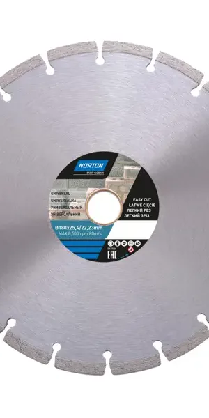 Диск алмазный Norton Universal 70184601272 сегментный 180x25.4/22.2x2.2 мм
