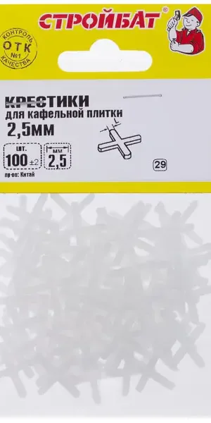 Крестики для кафельной плитки Стройбат 2.5 мм 100 шт.