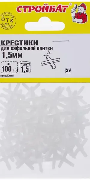 Крестики для кафельной плитки Стройбат 1.5 мм 100 шт.