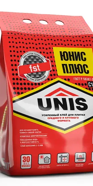 Клей для плитки Unis Плюс, 5 кг
