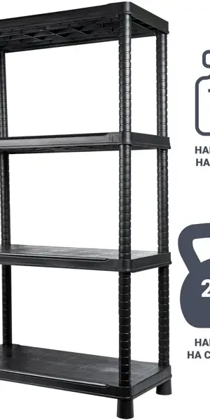 Стеллаж пластиковый 4 полки 143x80x40 см цвет чёрный нагрузка на полку 70 кг