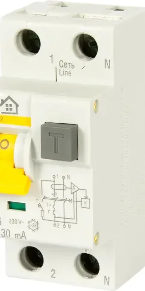 Автоматический выключатель дифференциального тока IEK Home 1P N C16 А 30 мА 6 кА АС