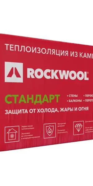 Утеплитель Rockwool Стандарт 100 мм 4 шт 600x1000 мм 2.4 м²