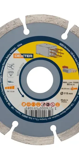Диск алмазный по бетону и кирпичу Dexter HC204 сегментный 115x22.2x2.1 мм