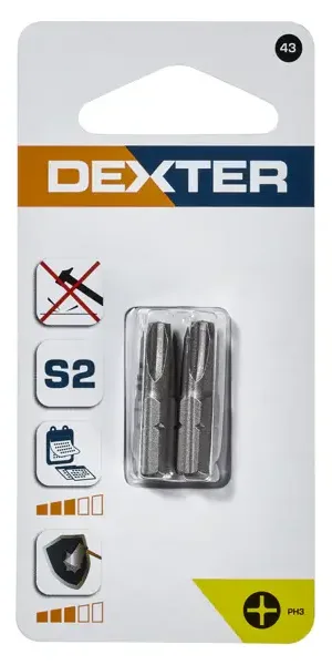 Бита крестовая Dexter XM43DT-3 PH3x25 мм, 2 шт.